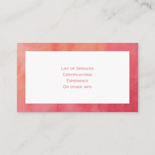 犬の調教師の水彩画犬の行動修正 名刺 (裏面)