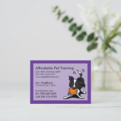 犬の調教師ペットの訓練、コリ縁どー・パープル 名刺 (スタンド正面)