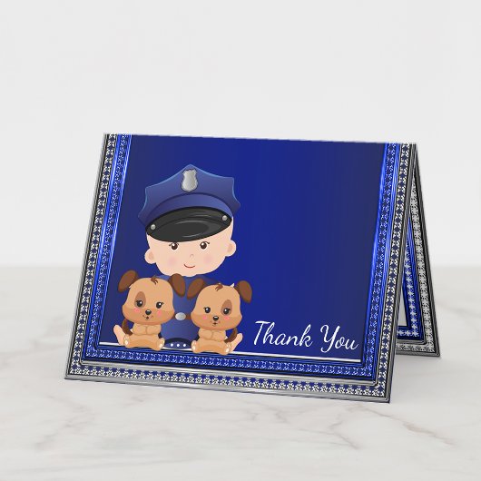 犬の警察ベビーシャワー サンキューカード