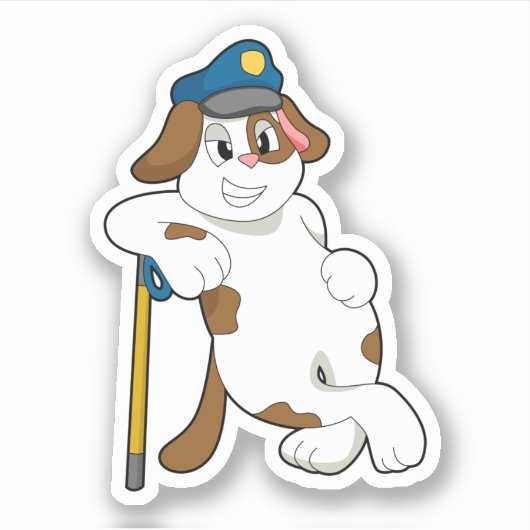 犬の警察官の警察帽 シール (正面)