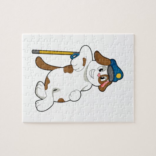 犬の警察官の警察帽 ジグソーパズル (横)