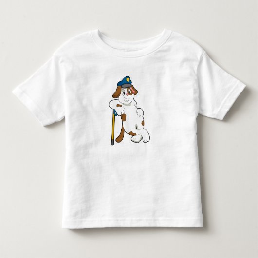 犬の警察官の警察帽 トドラーTシャツ (正面)
