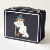 犬の警察官の警察帽 メタルランチボックス (正面)