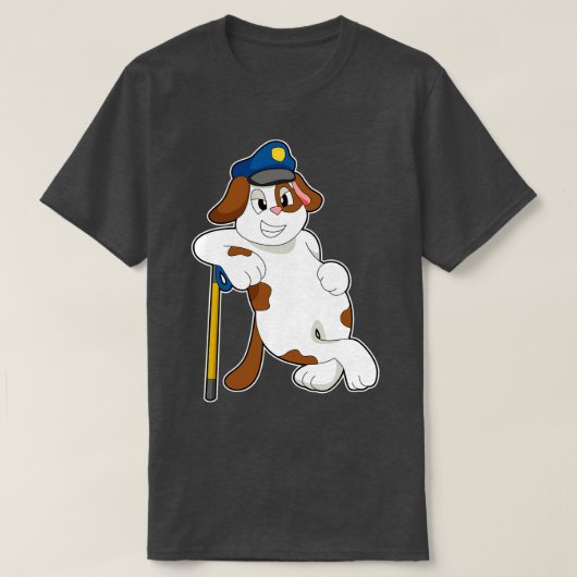 犬の警察官の警察帽 Tシャツ (デザイン正面)