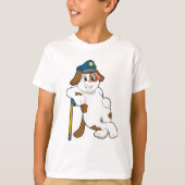 犬の警察官の警察帽 Tシャツ (正面)