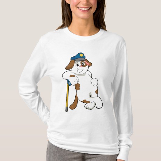 犬の警察官の警察帽 Tシャツ (正面)