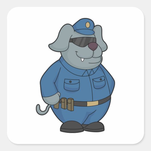 犬の警察官 スクエアシール (正面)