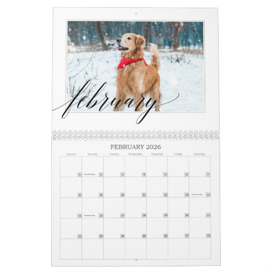 犬の贈り物パパ|家族の思い出の写真 カレンダー (2月 2026)