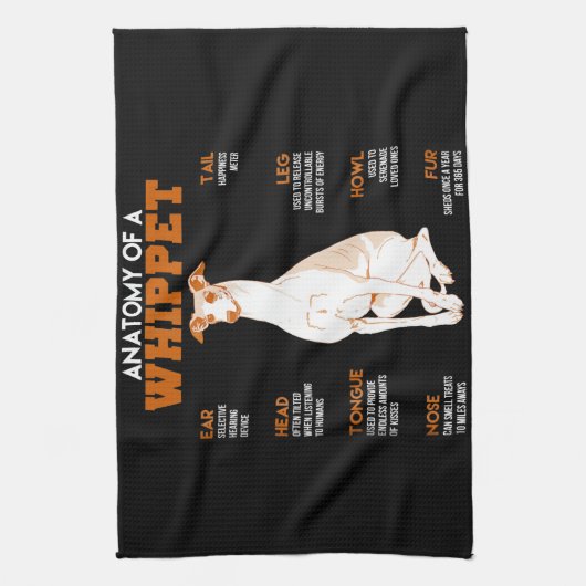 犬の贈り物贈り物用のホイッペット犬の解剖|おもしろい体 キッチンタオル (縦)
