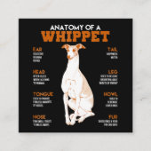 犬の贈り物贈り物用のホイッペット犬の解剖|おもしろい体 スクエア名刺 (正面)