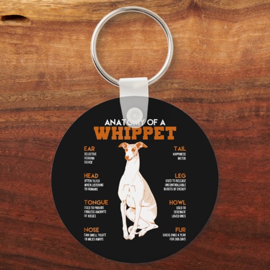 犬の贈り物 |ウィペット犬の贈り物の構造おもしろい学 キーホルダー (正面)