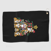 犬の贈り物 |クリスマスツリー英語ブルドッグ ゴルフタオル (横)