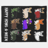 犬の贈り物 |コおもしろいルギ犬のハロウィーン フリースブランケット (正面(横))