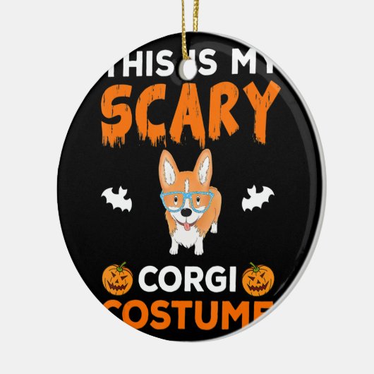 犬の贈り物 |コーギの衣装おもしろい犬ハロウィーン セラミックオーナメント (左)