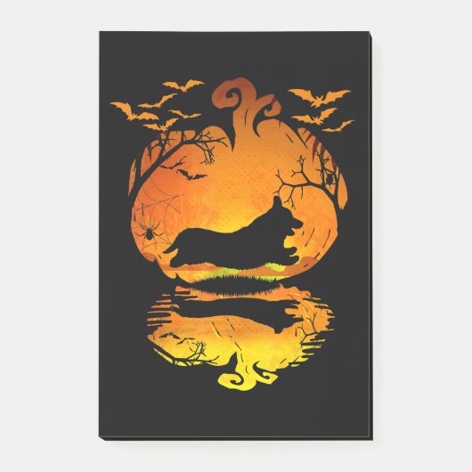 犬の贈り物 |コーギシルエットカボチャのハロウィーン ポストイット (正面)