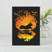 犬の贈り物 |コーギシルエットカボチャのハロウィーン 招待状 (スタンド正面)