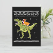 犬の贈り物 | コーギーがT-Rex恐竜に乗ってクリスマス 招待状 (スタンド正面)