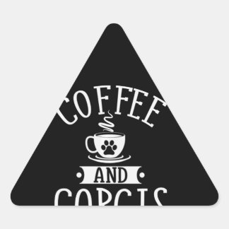 犬の贈り物 |コーヒーとコーギー – Corgi Gift 三角形シール
