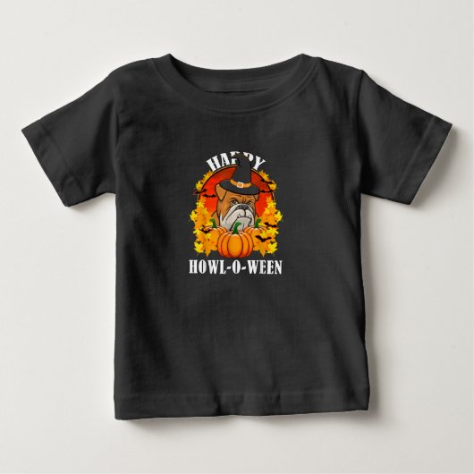 犬の贈り物 |ブルドッグのハロウィンギフト愛犬家 ベビーTシャツ (正面)