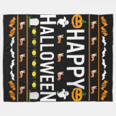 犬の贈り物 |女性のウェルシュコーギーハロウィーン フリースブランケット (正面(横))