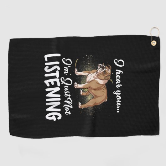 犬の贈り物|英語のブルドッグ聞こえな聞い ゴルフタオル (横)