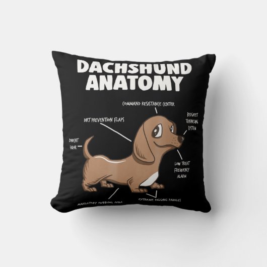 犬の贈り物|解剖学ダックシュントおもしろいウィーナー クッション (正面)