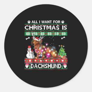 犬の贈り物 ChristmasはDachshundである ラウンドシール