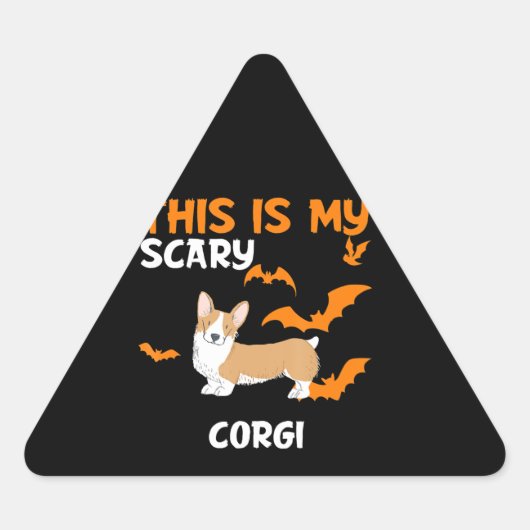 犬の贈り物 | Corgiコスチュームのハロウィーン 三角形シール (正面)
