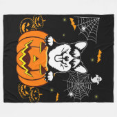 犬の贈り物 | Corgi Pumpkin面白いハロウィーンの衣装 フリースブランケット (正面(横))