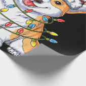 犬の贈り物 | Corgi Santa Christmas Tree Lightsクリスマス ラッピングペーパー (角)