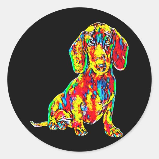 犬の贈り物 | Dachshandフルカラーニース ラウンドシール (正面)