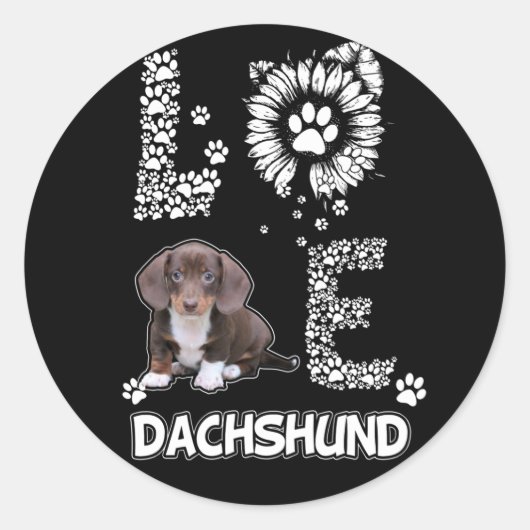 犬の贈り物 | Dachshundラブリーフラワー ラウンドシール (正面)