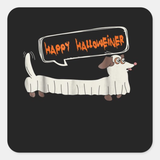 犬の贈り物 | Happy Halloweiner Corgi スクエアシール (正面)