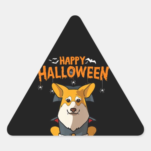 犬の贈り物 | pembroke corgiハッピーハローウィン 三角形シール (正面)