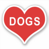 犬の赤い愛のハート ビニールステッカー シール (正面)