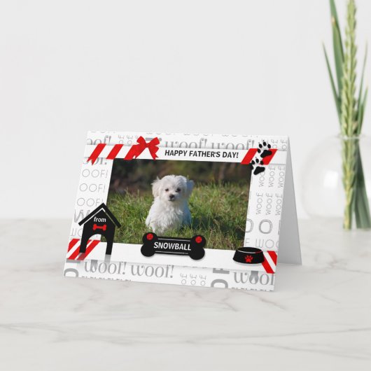 犬の赤い父の日からホルツのペットフォトカード カード (正面)