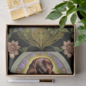 犬の赤い白のセッターフローラアートワーク 薄葉紙 (ギフト)