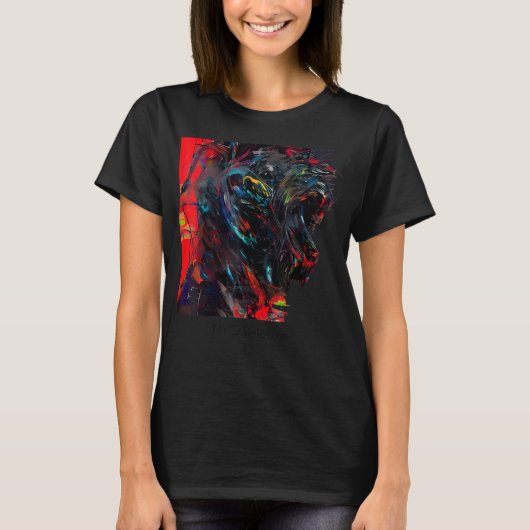 犬の赤い黒の側面プロファイル Tシャツ (正面)