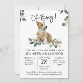 犬の赤ちゃんシャワーああ男の子！コーギパピー 招待状 (正面)