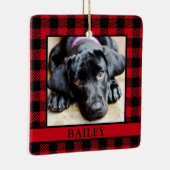 犬の赤バッファローのチェックフォト セラミックオーナメント (右)