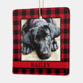 犬の赤バッファローのチェックフォト セラミックオーナメント (左)