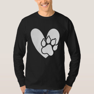 犬の足あとハート 愛犬家 Tシャツ