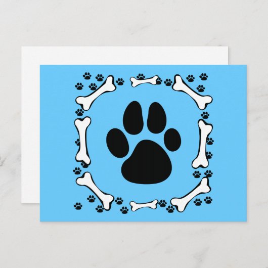 犬の足および犬用の骨 ポストカード (正面/裏面)
