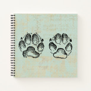 犬の足がヴィンテージアートミントグリーンカラーを印刷 ノートブック