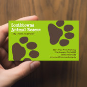 犬の足が緑と茶色のペットの世話の動物をプリント 名刺