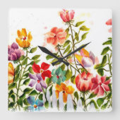 犬の足で花園フェンスを印刷 スクエア壁時計 (正面)