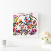 犬の足で鳥の家を印刷 スクエア壁時計 (ホーム)