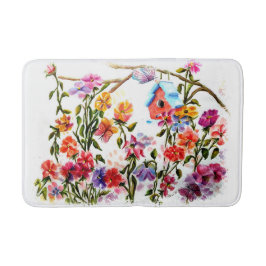 犬の足で鳥の家を印刷 バスマット