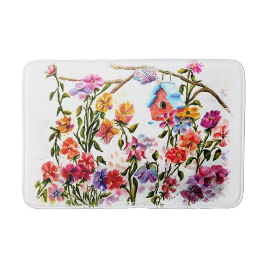 犬の足で鳥の家を印刷 バスマット (正面)