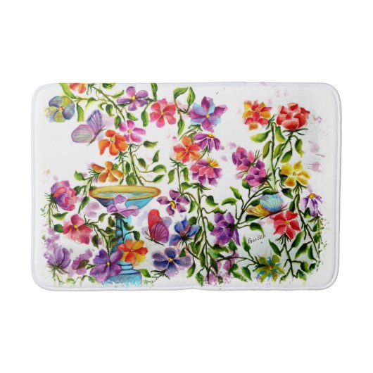 犬の足で鳥風呂を印刷 バスマット (正面)